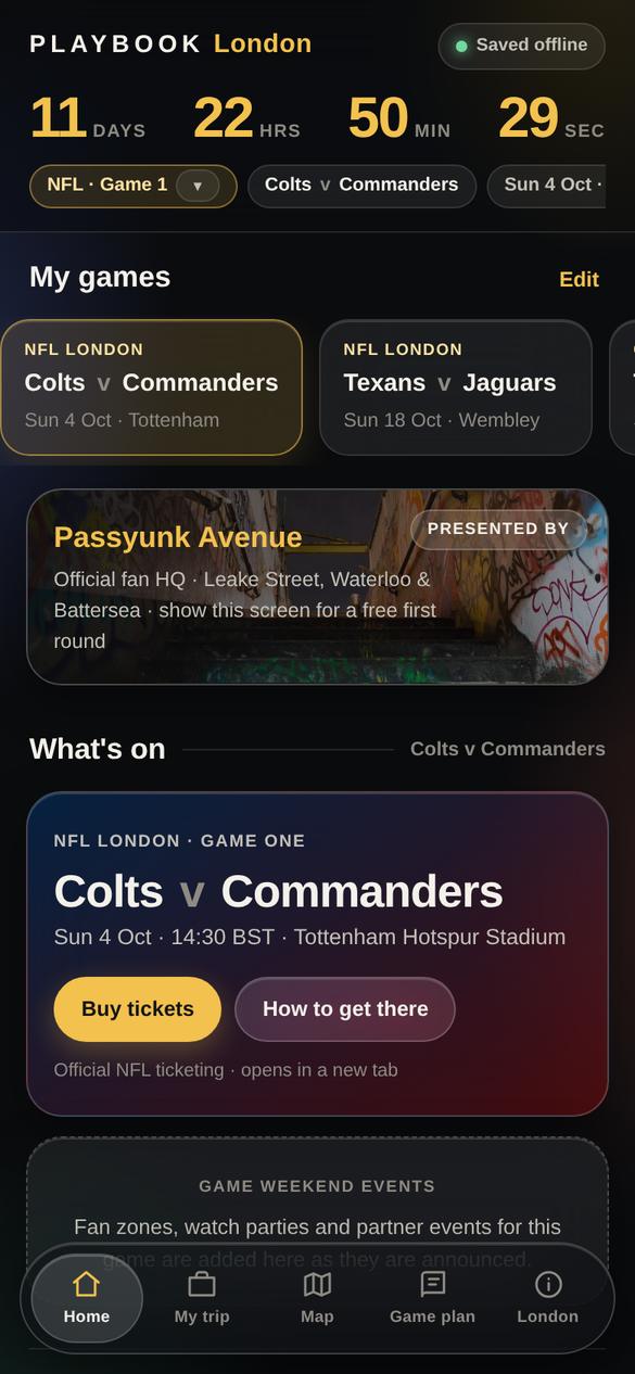 Home switched to an NFL London game at Tottenham
